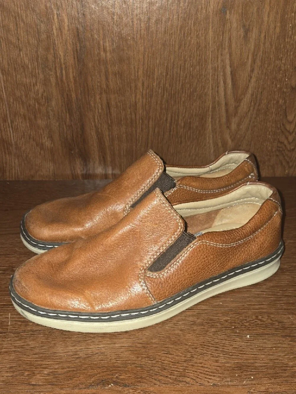 Johnston & Murphy Tan Leather Slip-On Loafers
